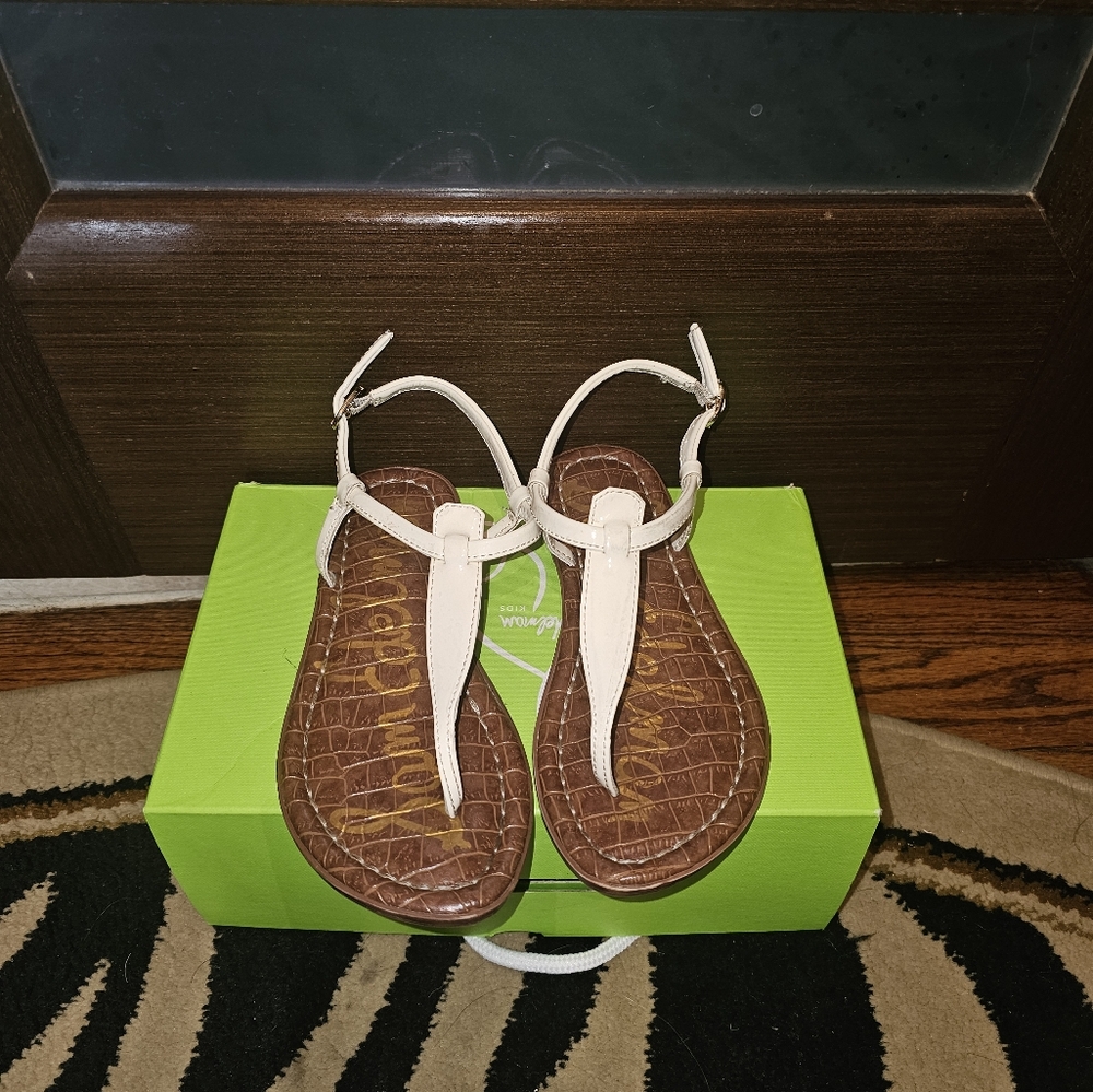 Sam Edelman White and Brown Thong Sandals